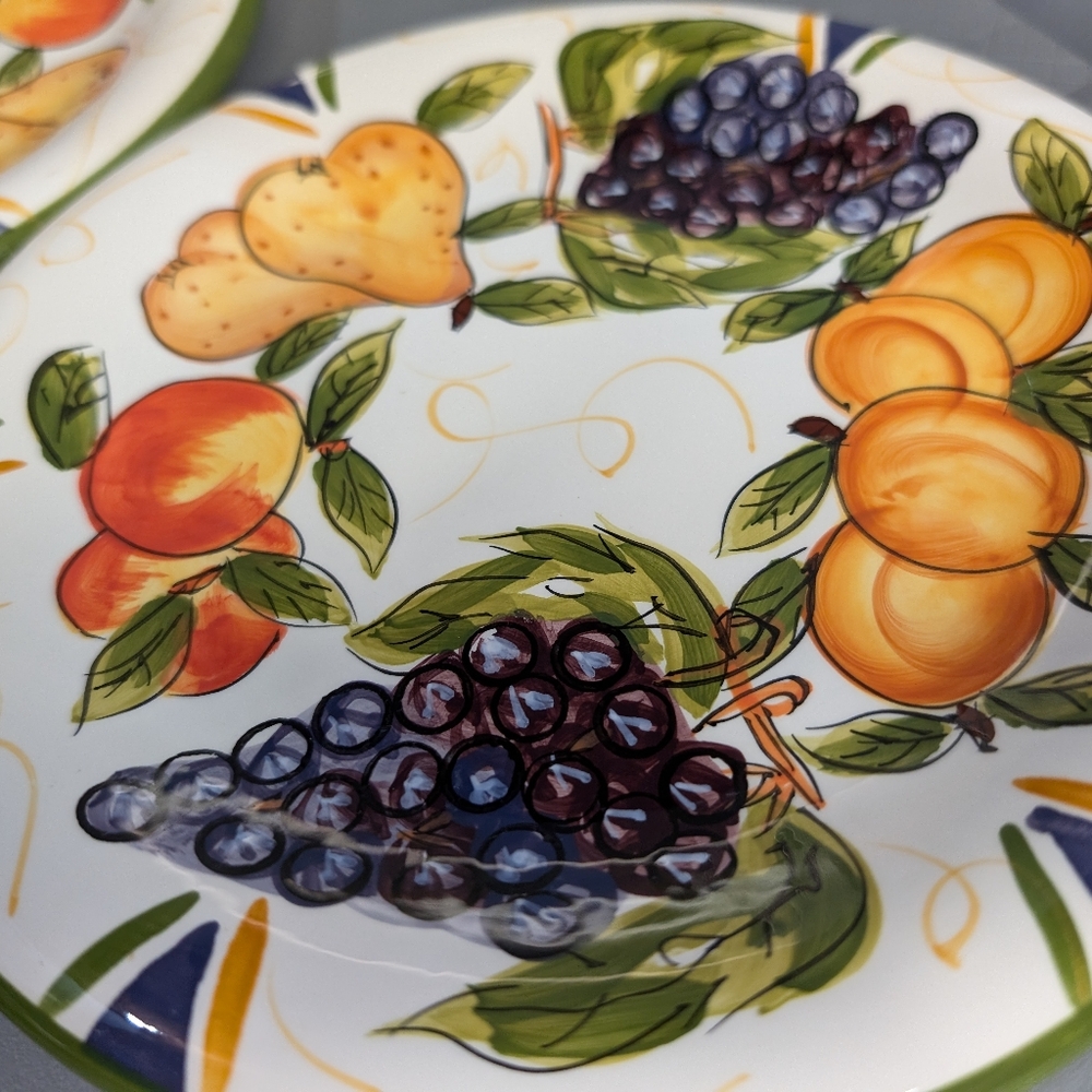World Bazaars Inc NWT‎ 4 handpainted fruit ceramic 7.5' salad plates - Picture 5 of 5